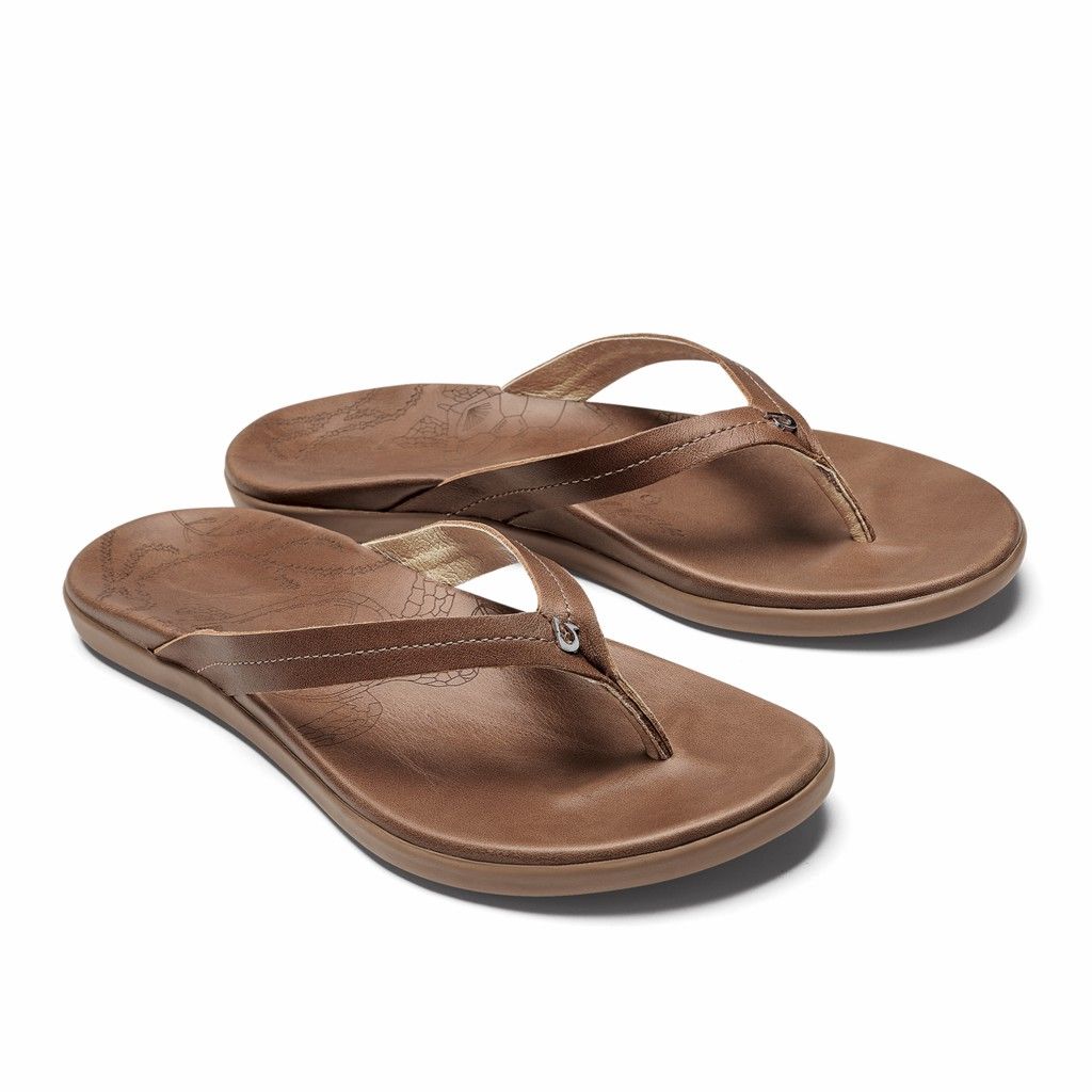 Sandalias Olukai Honu - Chanclas Mujer Cafes 20460-529